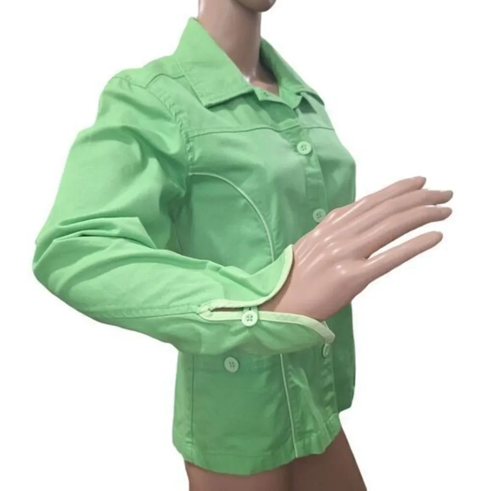 Pappagallo Jacket for Women, Green Color, Long Sleeves, Front Buttons and 2 Pock